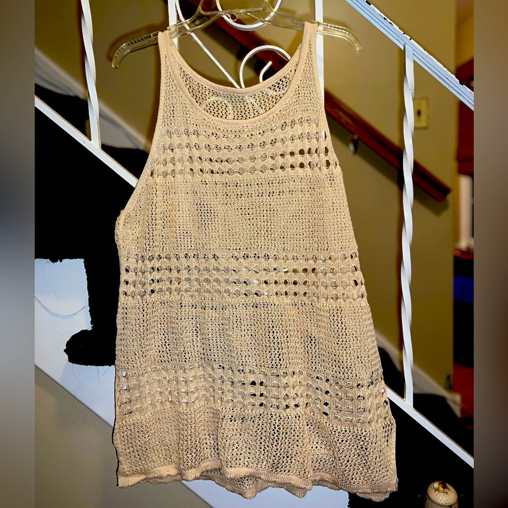 3XL SHEIN Curve Frenchy Solid Loose Hollow Out Knit Tank Top